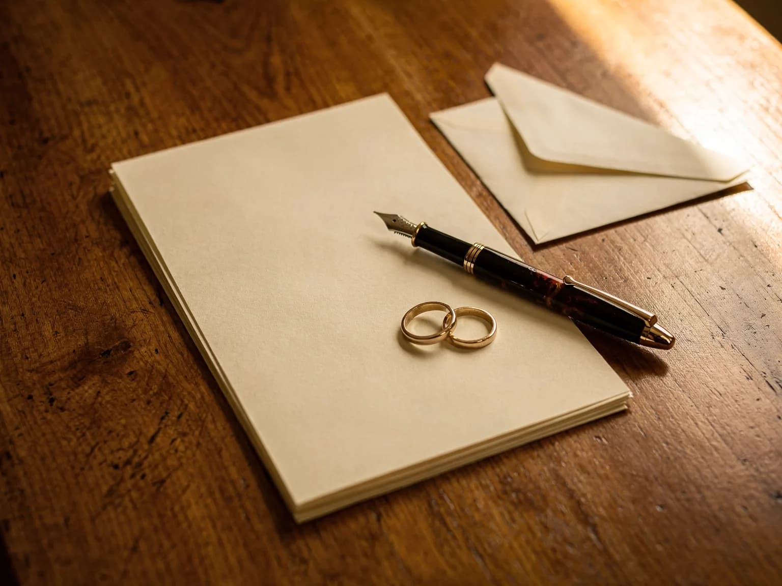 Dossier de mariage et documents d'état civil posés sur une table — illustration